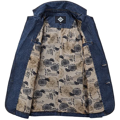 ebossy Men's Classic 2-Button Blazer Notched Lapel Distressed Denim Jakcet Sport Coat3