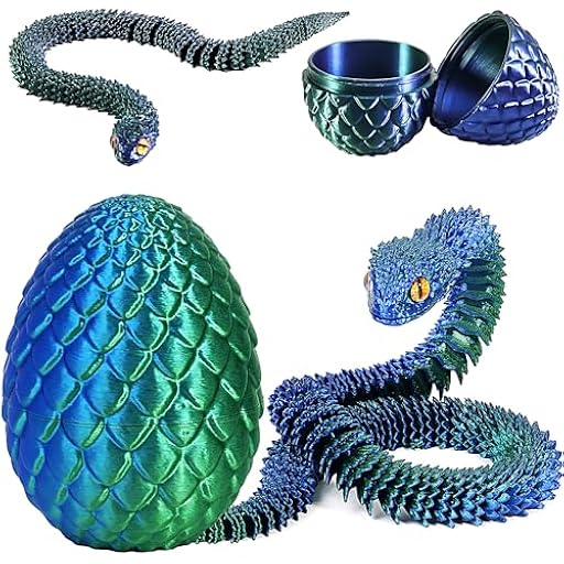 Joycabin Juguete de serpiente impreso en 3D, huevos de serpiente de huevo de dragón impresos en 3D, huevos de serpiente de Pascua, juguetes de animales impresos en 3D para niños, regalos de escritorio | Ya disponible en tu tienda friki favorita! En mundofriki.es!
