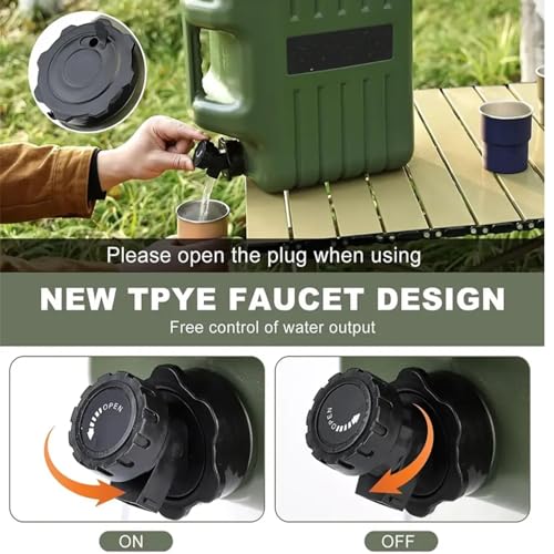 Image of 12 L Camping Water Container Portable Camping Can Water can for Travelling Travel Hiking Picnic Water Storage Containers Dispenser Barrel with Faucet Water Camper Outdoor (Green, 12L)