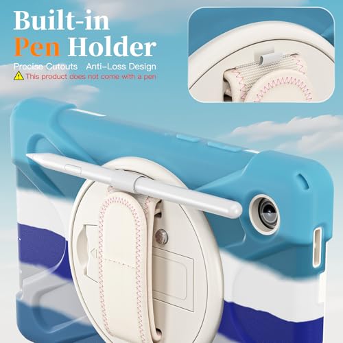 Image of ProElite Cover for Galaxy Tab A11 Plus 11 inch 2025 Cover, Rugged 3 Layer Armor case Cover for Galaxy Tab A11+ 11 inch 2025 with Hand Grip & Rotating Kickstand with Shoulder Strap, Rainbow Blue