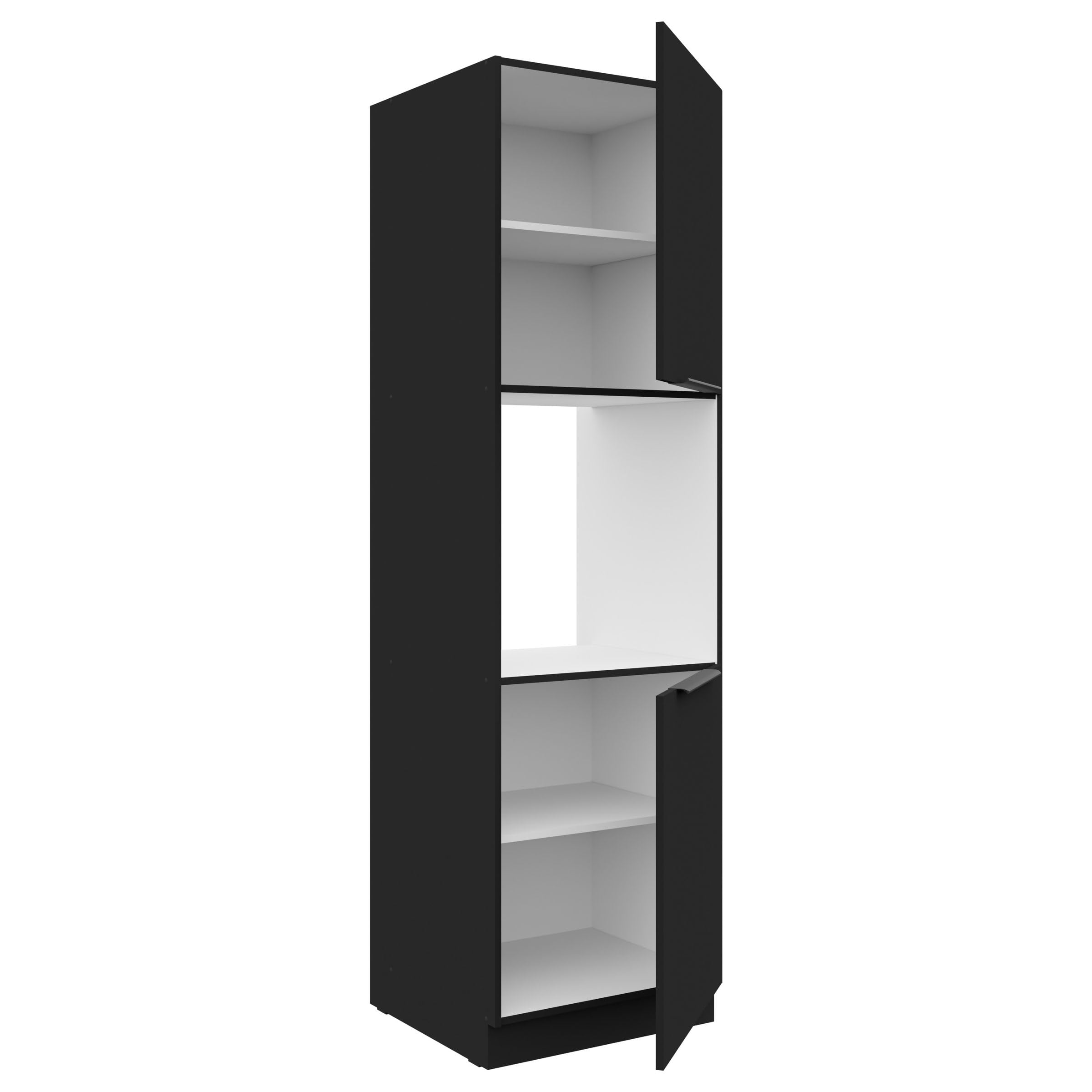 Kuechen-preisbombe Küchen Hochschrank 60 cm Siena Schwarz Küchenzeile Küchenblock Küche Einbauküche