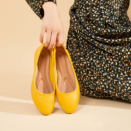 Image of Hash Bubbie Women's Flats Shoes Ballet Flats Dress Shoes Comfortable PU Leather Slip on Shoes for Women
