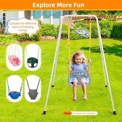 Image of Swing Stand for Kids, Foldable A-Frame Metal Frame, Indoor & Outdoor Heavy Duty Swing Stand for Most Baby Jumper /Toddler Swings /Hammock Chair, Easy to Assemble, Seat not Included