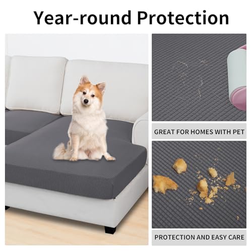 Image of Easy-Going Stretch 3 Pieces Couch Cushion Covers for Sectional Sofa L Shape