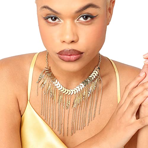 Image of SOHI Contemporary Necklace for Women and Girls, Necklace with Chain detailing for women, Statement jewellery, Fashion Jewellery for women, Imitation, ladies