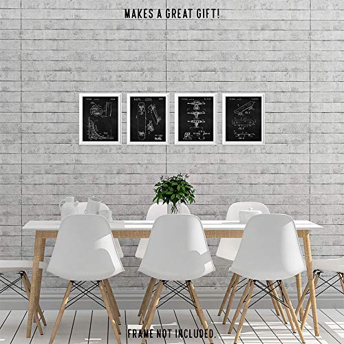 Vintage Skateboard Patent Prints, 4 (8X10) Unframed Photos, Wall Art Decor Gifts Under 20 For Home Office Garage Shop Man Cave College Student X-Games Half Pipe Mullen Hawk Gaming Fan #TOP6