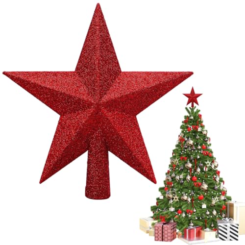 YINZZTRY Glitzernde Weihnachtsbaumspitze, Glitter Baum Stern...