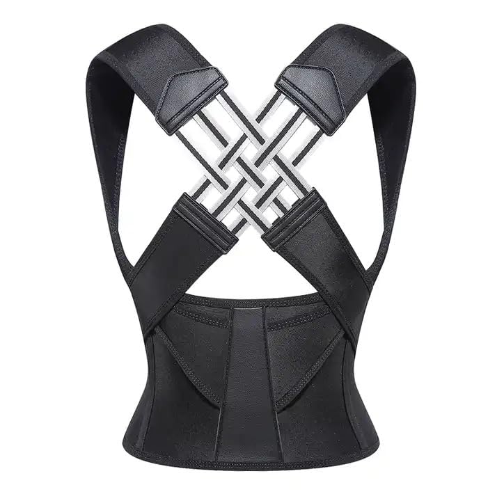 Image of Posture Corrector for Men & Women | Adjustable Webbing Design | Spine & Shoulder Support | Back Pain Relief | Medium Size Back Straightener | Backbone Straight Belt | Comfortable & Breathable