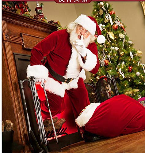 XINNA Kerstman kostuum mannen kerst luxe fluwelen volwassen kerstpak - Afbeelding 5