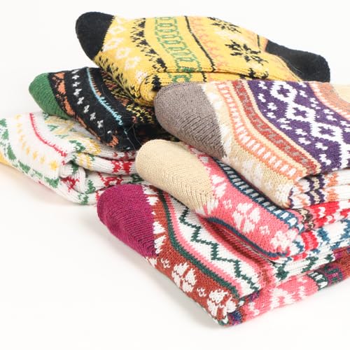 Womens Wool Knitted Thick Thermal Socks Winter Warm Soft Cabin Assorted Cozy- 6 Pack4