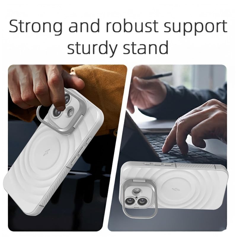 Image of LuxuryKase Shockproof Case for iPhone 17 | Ripple Pattern | Camera Protection | Inner Velvet Fabric Lining | Protective Cover with Enhanced Grip & Wireless Charging Support - White