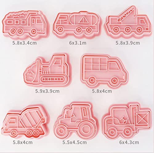 8 Pieces Cute Engineering Vehicle Cookie Cutters For Baking Cookie Mould Press Car Cookie Mould Set Kitchen Tools Plastic Cookie Stamps (Engineering Vehicle) #TOP3