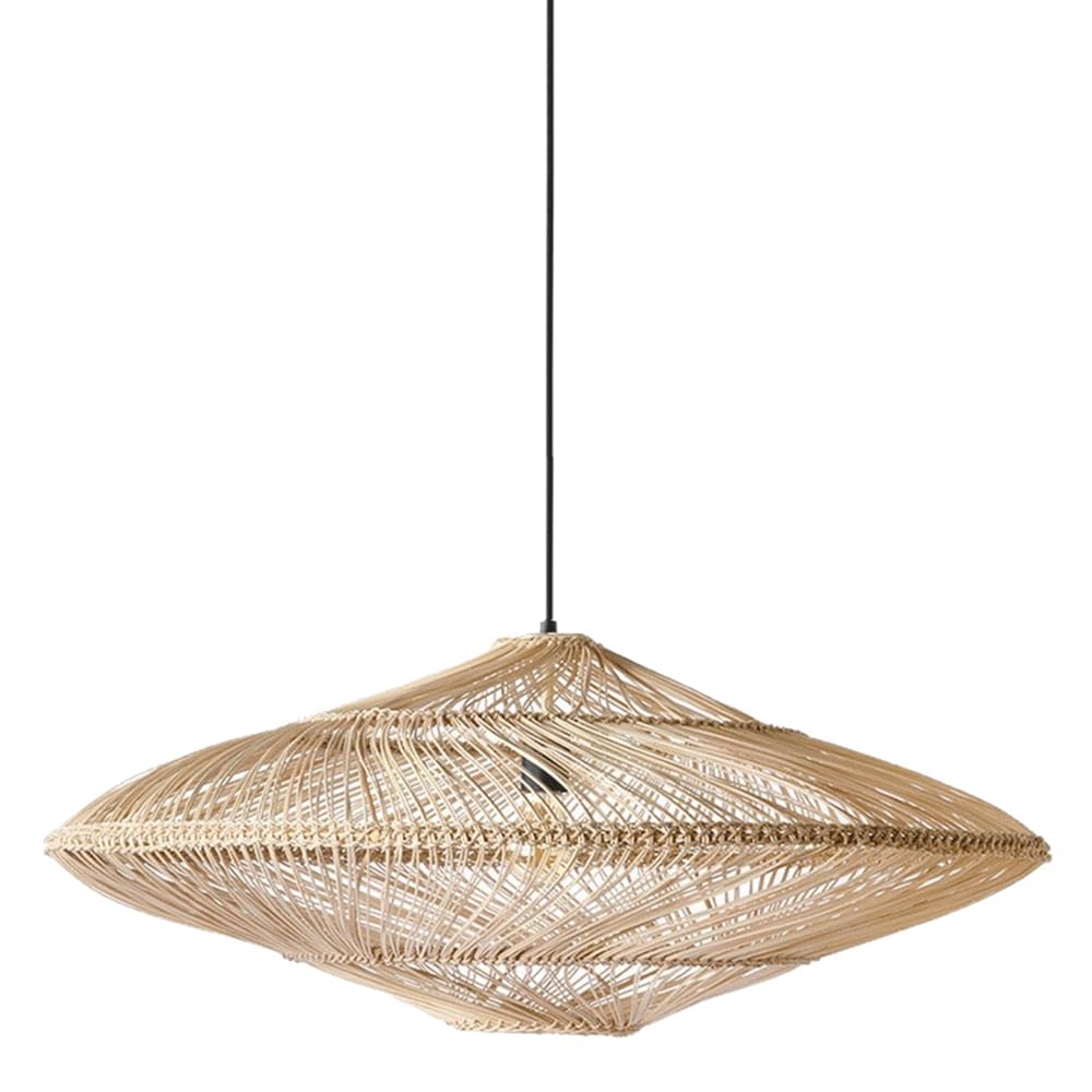 CJSLXGBL Rattan Chandelier Light Fixture, Boho Chandeliers Hand Woven Pendant Light, Chandeliers Dome Lampshade For Dining Room Kitchen Island Bedroom Foyer Hallway