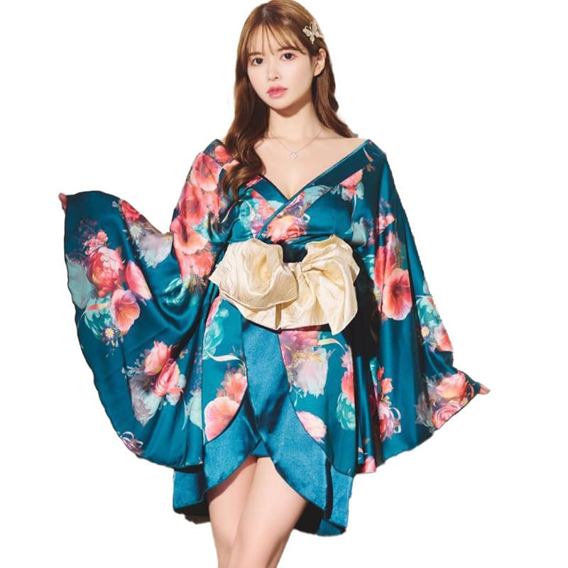 [LoveRich]豪華 蝶々柄 花魁 着物 [0755]パープル 5カラー/3点セット】フリル 豪華 花魁 着物 ドレス イベント