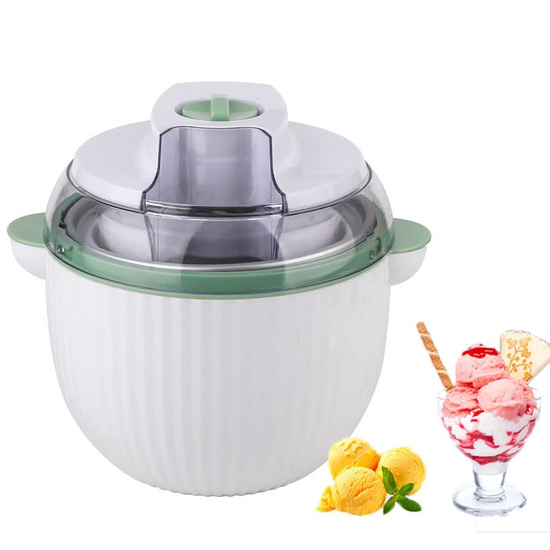 Máquina para hacer helado, sorbete y yogur congelado, capacidad de 1 litro, hace deliciosos helados caseros en solo 40 minutos, ideal para congelar sorbetes, tazas de nieve, bolas de helado verde