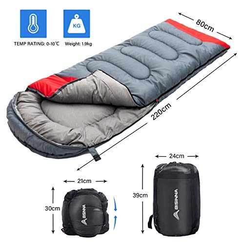 BISINNA Sleeping Bag with Pillow - 4 Season Lightweight Waterproof Warm Sleeping Bag with a compression sack for Adults, Women, Men's Outdoors Camping, Hiking, Backpacking - Image 3