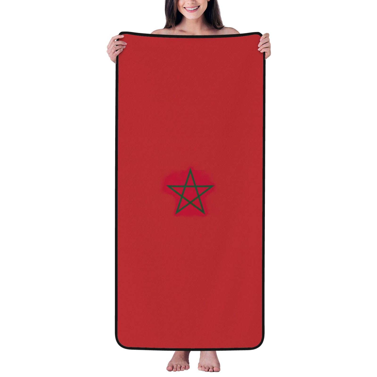 pojknbv Flag Of Morocco Print Comfortable Coral Velvet Bath Towel Home Bathroom Hotel Spa Beach Travel Holidays