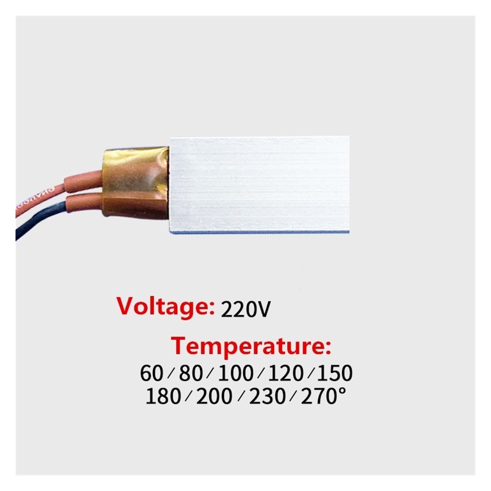 Placa de calefacción termostática PTC, Elemento Calefactor PTC 220V Calefacción Cerámica 35x21x5mm 2W-50W(220v 200c 9-28w)