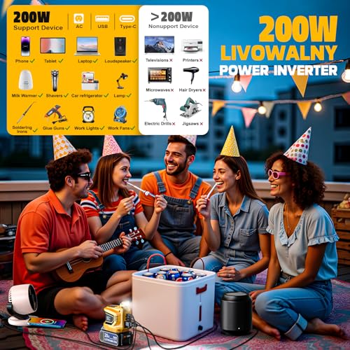 image for Real 200W Power Inverter Compatible with Dewalt 20V Max, Battery Inver