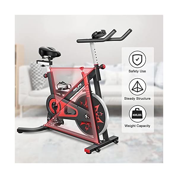 RELIFE-REBUILD-YOUR-LIFE-Exercise-Bike-Indoor-Cycling-Bike-Stationary-Bicycle-with-Resistance-Workout-Home-Gym-Cardio-Fitness-Machine-Upright-Bike Exercise Bike with Heavy Duty Flywheel for Home Gym Cardio Workout Machine New Version (46.1"x25.2"x44.1")