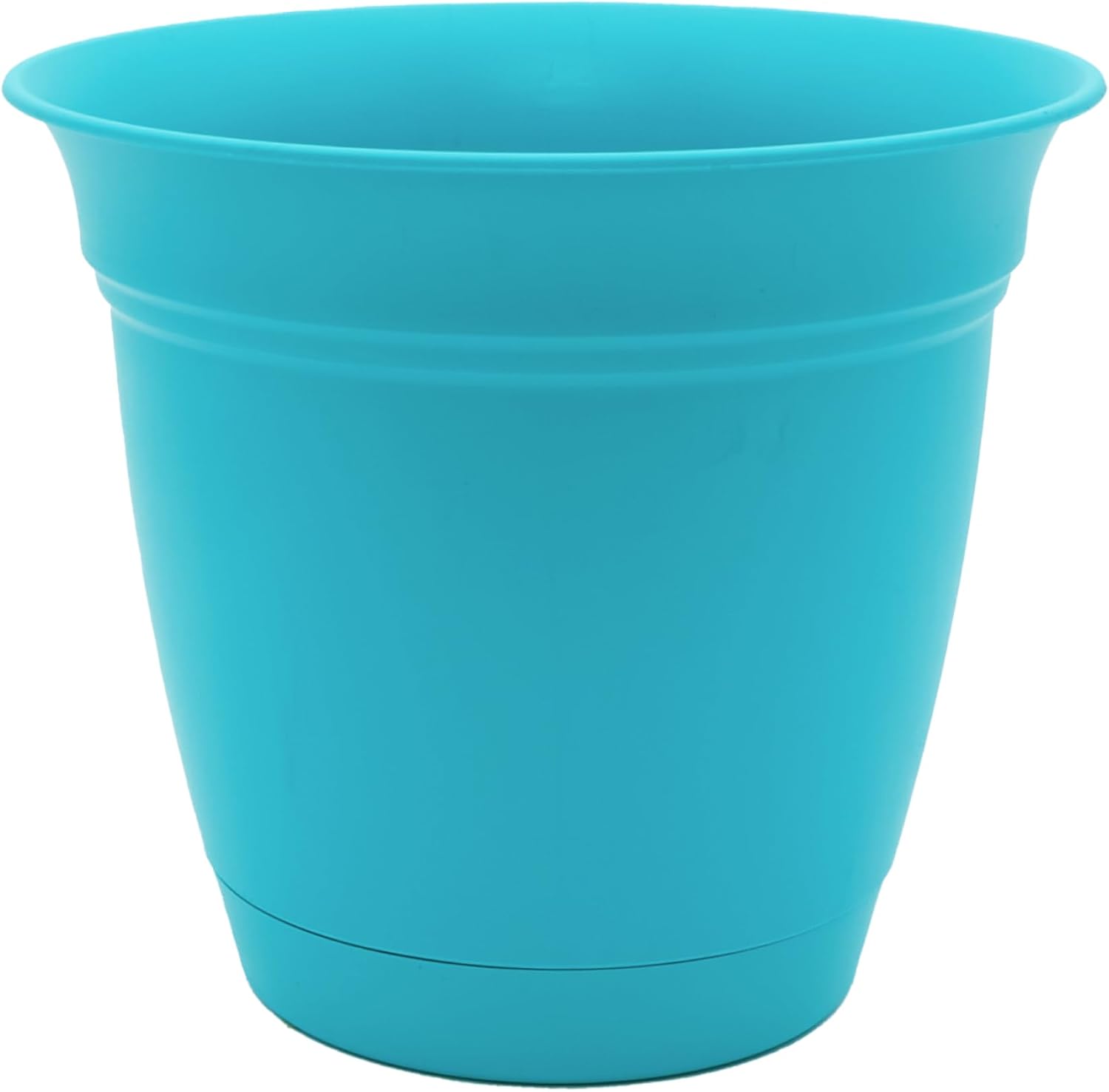 The HC Companies Eclipse Round Planter with Saucer - Outdoor & Indoor Plant Pot with Drainage Holes - Lightweight, UV-Resistant Plastic Pots for Plants, Flowers & Herbs (16" Teal, Pack of 1)
