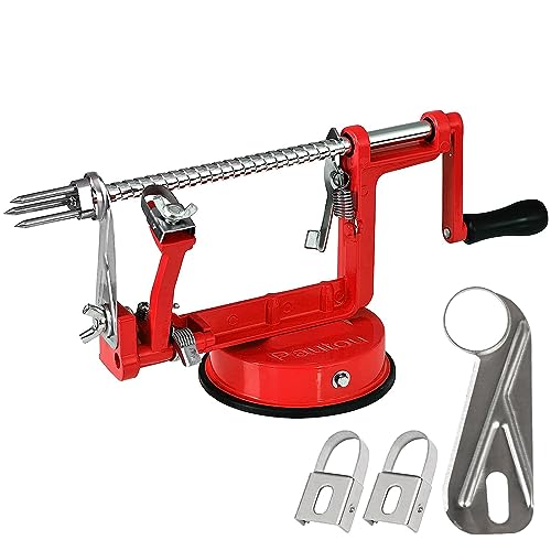 Comparison: Best Apple Peeler Corer 7 Apple Peeler, Slicer Corer Potato Peelers 3 In 1, Stainless Steel Heavy Duty with Suction Cup Base And 3 Extra Blades (Red)