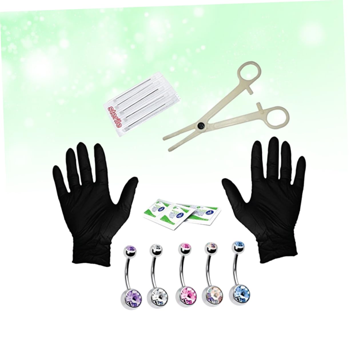 CONGARTENO Navel Ring Kit 15 Piece Set 14g Navel Ring Kit Comfortable and Easy to Clean Random