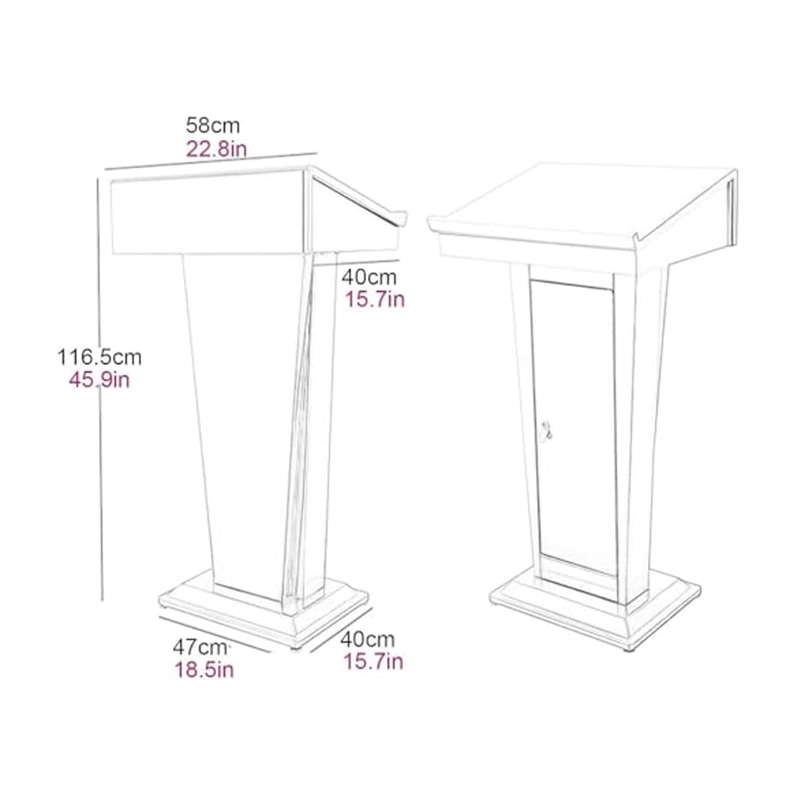 Pupitre de pupitre sur Pied en Acier Inoxydable avec Serrure | Hoste sur pied avec chaires à support supérieur incliné for églises, hôtel avec espace de stockage(Rose Gold)