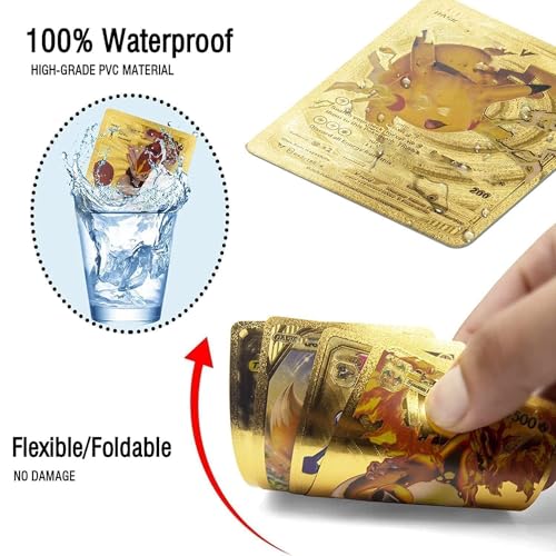 Image of Awestuffs 55 PCS PK Gold Foil TCG Deck Box - V Series Cards Vmax GX Rare and Common /Rare Mystery Card (PK Gold Cards)