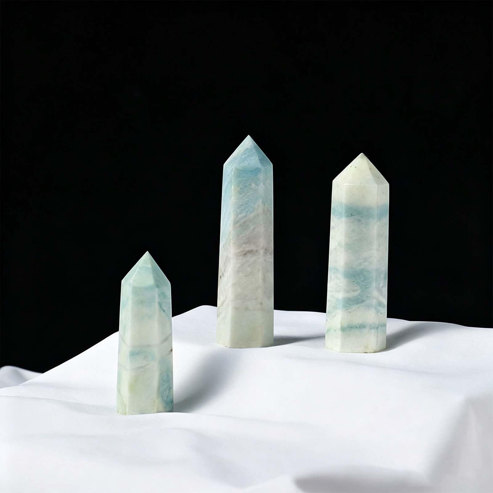 Increíble Varita de Cristal de Encaje Azul con Piedras Preciosas