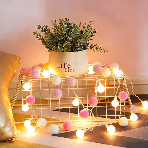 SPERMUOY Lichterkette Kinderzimmer mädchen Lichterkette kinderzimmer 20 LED Kugel Lichterketten für Schlafzimmer Valentinstag Hochzeit Party Weihnachten Wohnkultur