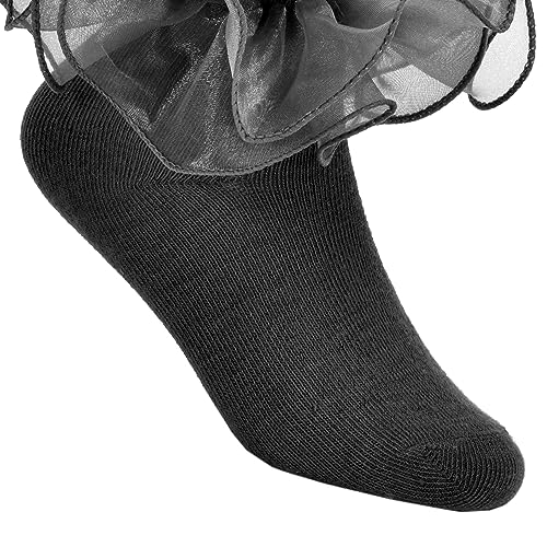 Toddler Socks Girls Kids Cute Big Double-Layer Lace Frilly Dress Ruffle Socks for Little Girls 2 Pairs4