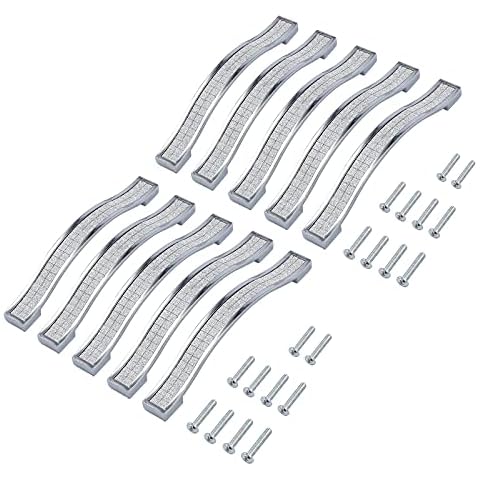 EYPINS Crystal Cabinet Handles Drawer Knobs, Zine-Alloy Modern Crystal Diamond Drawer Pull Handles for Cabinet Kitchen Wardrobe Cupboard (128Mm) 10 Pack Cover