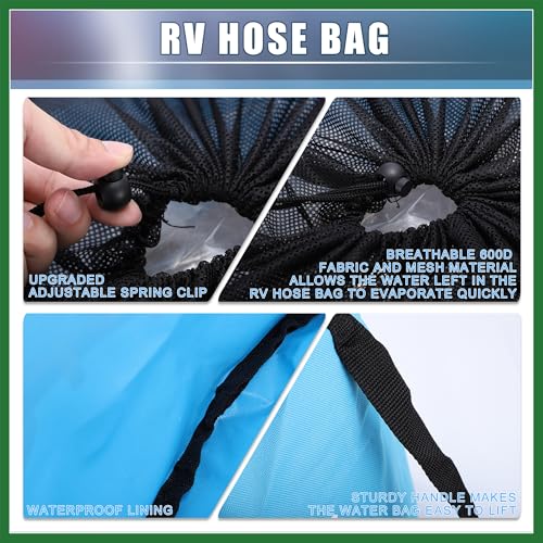 Image of Motoforti RV Sewer Hose Storage Bag Waterproof RV Hose Storage Bag RV Accessories Bag Camper Utility Bag Blue Long-Lasting