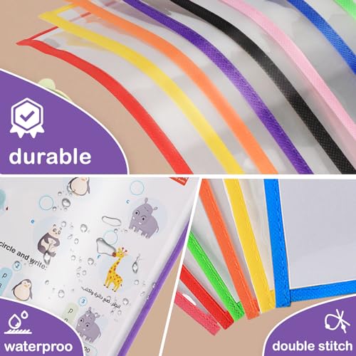 Ufmarine Job Ticket Holders, 6 Pcs Dry Erase Pockets Colorful (10