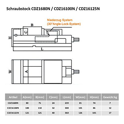 CDZ - Morsa di precisione per meccanica, BB=125 mm...