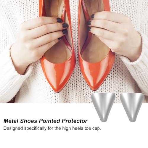 Harfington HTA220924HH0355 1Pair Metal Shoes Pointed Protector 1.5 Inchx1.14 Inchx0.55 Inch Women Solid Toe Tip Cap Cover Elegant thumb #4