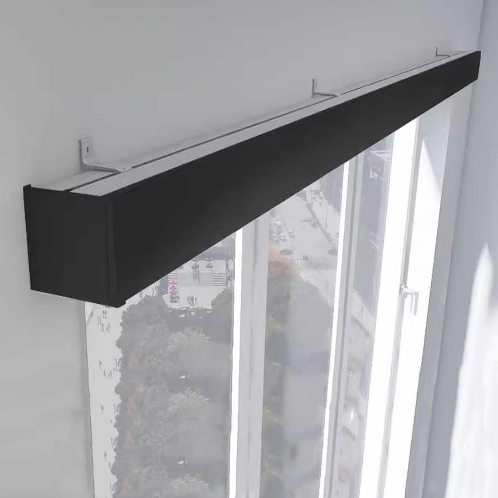 SFNIOKFG 3 to 23ft Curtain Rail Track for Wall, Metal Curtain Box Valance Panel, Bathroom Apartment Privacy Curtain Rods, Bay Window Curtain Pole Set(Black,110cm/3.6ft)