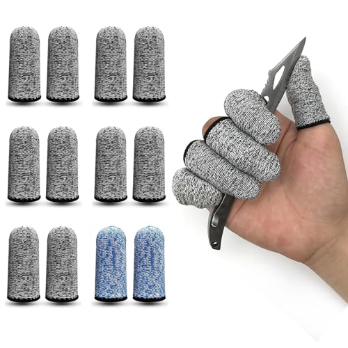 QISLOA 12 PCS Cut Resistant Finger Cots Protector...