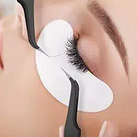 3 pinças de cílios postiços de sobrancelha de aço inoxidável, ferramenta de maquiagem para extensão de unhas, pinça profissional de cílios de 12 cm, preto curvado
