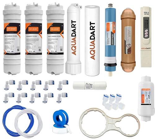 Image of AquaDart RO Water Purifier Maintenance Service Kit (80GPD Membrane, Copper PP Spun, Membrane Housing, Uf and Connectors) Suitable for All Type Of RO Purifeir
