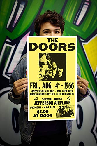 The Doors - Jefferson Airplane - New York City 13”x22” Vintage Style Showprint Poster - Concert Bill - Home Nostalgia Decor Wall Art Print