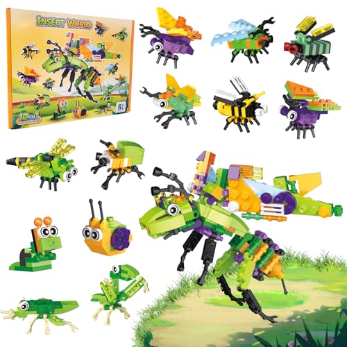 LEBOCADO Mini Building Block Sets Party Favors for Kids Ages 6+, 12 Pack Bug and Insect STEM Building Toys for Goodie Bags Classe Prizes Birthday Boys and Girls