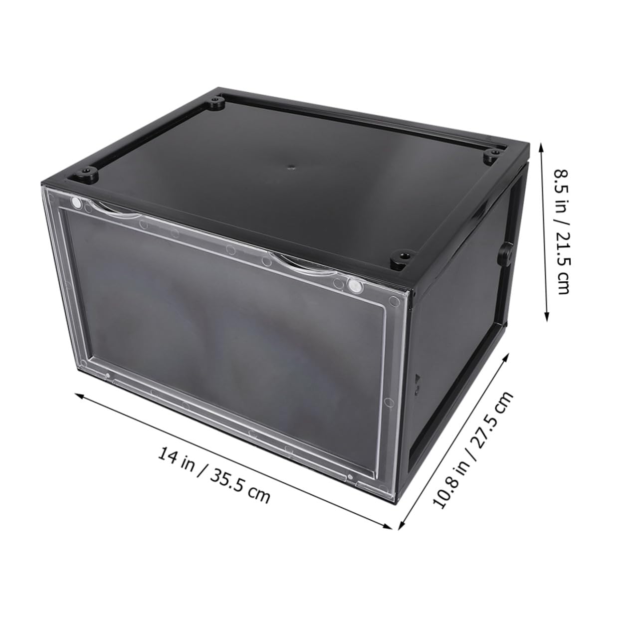 Amosfun Caja de Zapatos Transparente Pp Negra Apertura Lateral Magnética