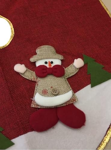 Saia para Árvore de Natal Decorada Rústica Vinho Boneco de Neve 60cm - Master Christmas