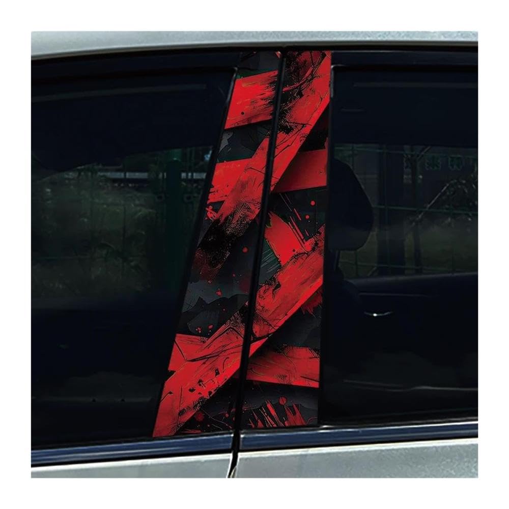 Body Parts 2pcs Car B-Pillar Stickers Black Red Creative Dollar Auto Center Column Waterproof Decals(I)