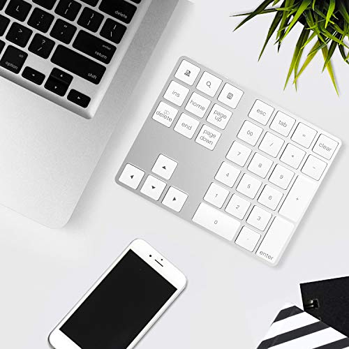 Cateck Bluetooth Numeric Keypad, Aluminum Wireless Bluetooth 34-Key Number pad with Multiple Shortcuts for Computer Laptop Windows Surface Pro Apple iMac iPad Android Tablet Smartphone- Silver - Thumbnail 6
