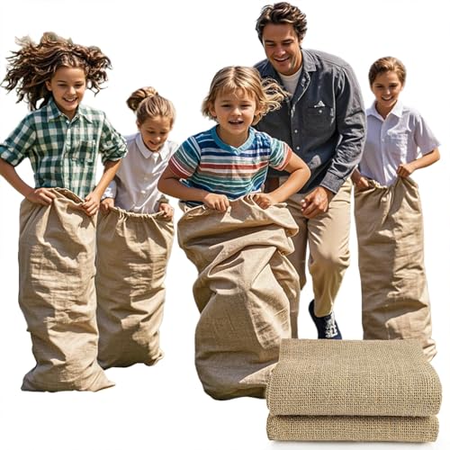 MAQIHAN 2 PCS Burlap Sacks Bulk - Natural Burlap Bags for Potato Sack Race, Plant Grow Bag, Idea for Grain Storage, Landscape Decor, Picnic and Field Games(Size 18 x 28.7 Inch)