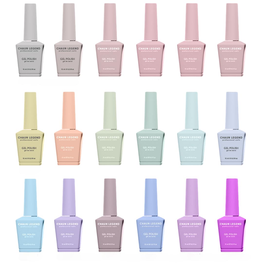 Chaun Legend UV Gel Nail Polish Collection Set of 18 Long-Lasting Quick Dry High Shine Professional Salon-Quality Manicure