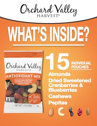 Orchard Valley Harvest Antioxidant Mix, 1 Ounce bag, (Pack of 15), Non-GMO